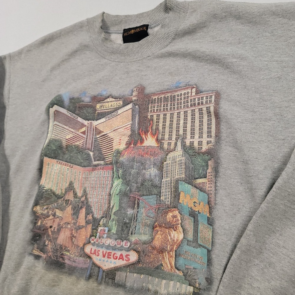 MGM Mirage Las Vegas Sweatshirt Mens Large‎ Gray Graphic Vintage